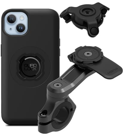 Quad Lock Motorcycle Handlebar Phone Mount PRO Kit with Vibration Dampener and iPhone 14 Plus MAG Case