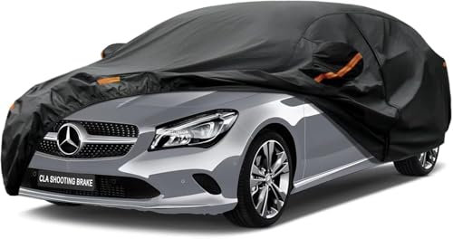 Kayme Kombi Autoplane Wasserdicht Atmungsaktiv für Mercedes Benz CLA Shooting Brake (2015-2025), 7 Schichten Vollgarage Autoabdeckung für Sonne Staub Schutz Verkratzt, mit Reflektierenden Streifen.