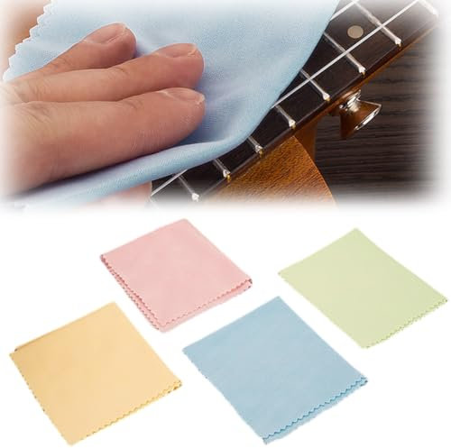 EYVRPAU 4Pcs Musikinstrument Reinigungstuch Mikrofaser Poliertuch für Gitarre Violine Klavier Blechbläser Trompete Saxophon Querflöte