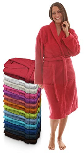 LEBENGOOD Peignoir unisexe pour femme et homme 100% coton éponge américain 400 g avec ceinture, poches, douche, peignoir doux, serviette (Bordeaux M)