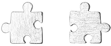 Puzzle Piece 925 Sterling Silver Stud Earrings for Women Men Matching Couple Simple Girls Teens Matte Hypoallergenic Elegant Small Fashion Dainty Cute Minimalist Jewelry Gift Valentine's Day