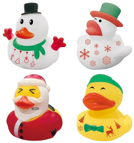 XPEX 4 Stück badeenten quietscheente badeenten gummiente Badewannen Spielzeug Quietscheente zum Baden und Spielen Weihnachten