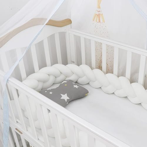 PTKG Geflochtenes Seitenschläferkissen Kinderbett Umrandung Geflochtene Bettschlange Baby Bettumrandung Babybett Baby Crib Protection Bettschlange Geflochten,A08,3.5m