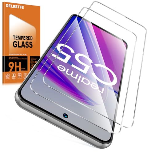 Oelrstfe 2 Piezas Protector Pantalla Para Realme C55 Cristal Templado Dureza 9H Antiarañazos Antihuellas Sin Burbujas HD Transparente Ultra Resistente Vidrio Película