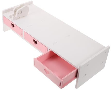 Housoutil Soporte de Escritorio Resistente para Monitor Estante Elevador para Computadora Portátil Organizador de Escritorio para Computadora Diseño Pequeño Y Elegante Combinación Blanca