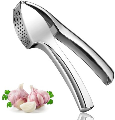 KOOSREEL Premium Garlic Press, Heavy Duty Garlic Crusher and Mincer, Crush Garlic and Ginger Effortlessly, No Need to Peel, Rust Proof, Easy to Clean, Dishwasher Safe