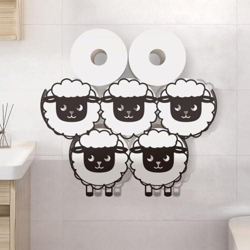 WADORN Sheep Toilet Paper Holder Stand for Extra 8 Rolls, Metal Sheep Animal Toilet Paper Storage for Bathroom Funny Animal Toilet Paper Organizer Freestanding Toilet Paper Roll Holder for Home
