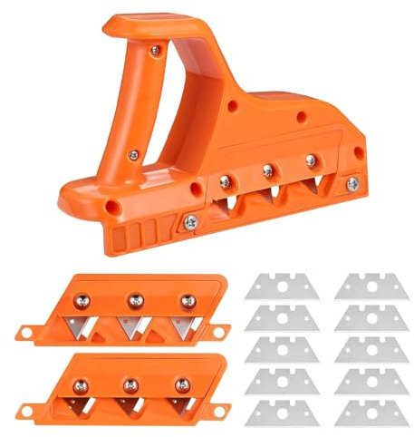 Riisoyu Gipskartonplatten Schnellschneider mit 10 Klingen Ersatz, mit 45° und 60°Kantenhobel für Gipskarton Klingensatz Handhobel Gipskarton Fasenschneider für Schneiden Gipskartonplatten Korkplatten