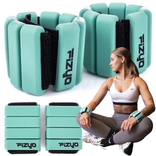 Fizyo Ensemble de poids réglable en silicone pour cheville et poignet 2 pièces Parfait pour le fitness, la course, le yoga, le Pilates, la rééducation, la piscine de jambe, les hommes femmes (vert)