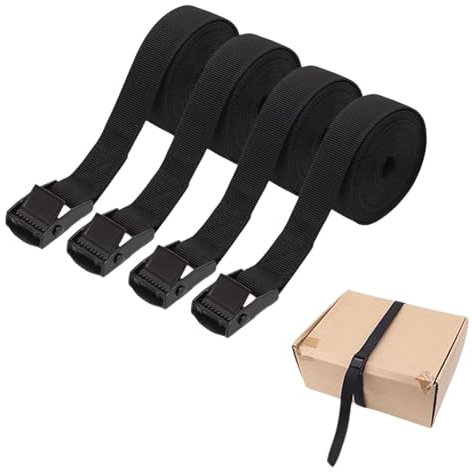 4 Stück Spanngurt Kurz, Spanngurte Schwarz, Länge 40 cm, Breite 20 mm, 50 Kg Belastbarkeit, Schwarze Kurze Zurrgurte mit Klemmschloss, für Fahrrad, Motorrad, Gepäckpakete, Camping