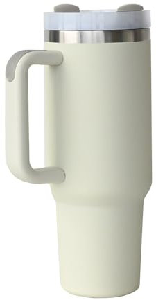 Taza Térmica Premium 1200ml | Vaso Térmico con Accesorios Antigoteo | Botella de Agua de Acero Inoxidable sin BPA | Termo de gran capacidad para oficina, viaje y aventuras outdoor (Blanco Roto)