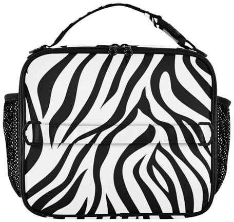 Lonchera ligera para niños que mantiene la comida caliente aislada para el trabajo y la escuela, rayas blancas y negras