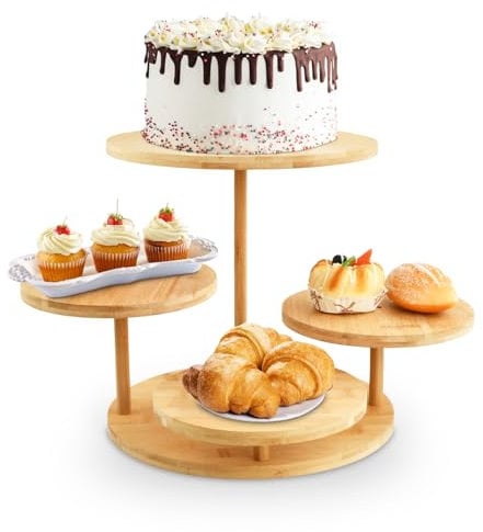 Mapille Présentoir à Cupcakes en Bois à 4 Niveaux, Presentoir a Gateau, Présentoir à Pâtisseries, Support à Dessert en Bois, Presentoir Aperitif Buffet, pour Mariages, Fête d'Anniversaire, Après-Midi