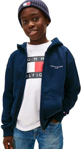 Tommy Hilfiger Unisex Mini Corp Kapuzenpullover mit Reißverschluss KS0KS00726 mit Reißverschluss, Blau (Dark Night Navy), 7 Jahre, Blau (Dark Night Navy), 7 Years