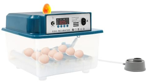 Brutautomat Vollautomatisch 16 Eier, Brutkasten Hühner Mit Automatischem Wenden, Temperaturregelung bis 40°C und Alarmfunktion, für Hühner, Wachteln, Geflügel