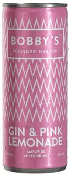 Bobby's Gin & Pink Lemonade Ready to Drink Cans 12 x 250ml | Dutch Gin with Indonesian Botanicals | Premium Pre-Mixed RTD 9% ABV