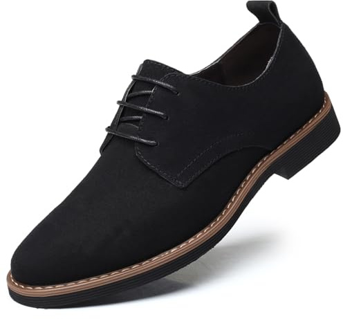Mens Suede Shoes Dress Oxfords Shoes Lace Up Classic Derbys Brogues Wedding Shoes Black 7