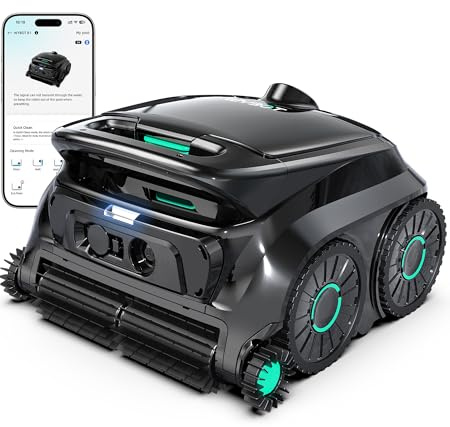 WYBOT OS600 Robot Piscina, Senza Fili, Pulizia Fondo E Pareti, Autonomia 120 Min, Navigazione Intelligente, Parcheggio Automatico, per Piscine Interrate E Fuori Terra, Verde Scuro