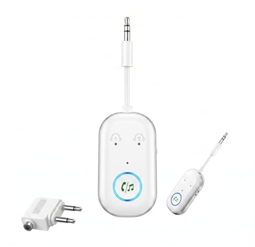 Trasmettitore Bluetooth 5.3, 2026 Neu 2 in 1 Adattatore Bluetooth, Adattatore Cuffie Aereo Supporta 2 Auricolare, 3.5 mm AUX Jack Trasmettitore per TV, Telefono Mobile, Car Audio Systems, Palestra