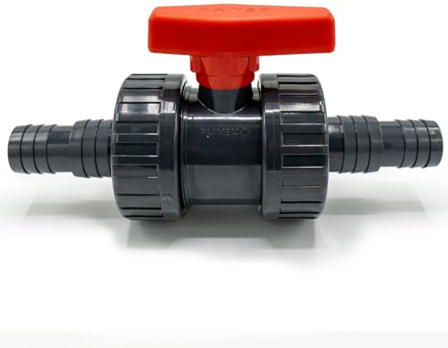 Baumaxxe PVC Kugelhahn mit Schlauchtüllen 32/38mm I Pool Absperrhahn 2 Wege mit Schlauchverbinder I Absperrventil für 32mm & 38mm Poolschläuche I Passend für Intex & Bestway Schläuche I bm366