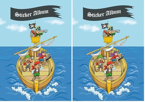 HERMA 15417 Stickeralbum leer zum Sammeln A5 Piraten Abenteuer, beschichtetes Stickerbuch aus Silikonpapier zum Ablösen und Wiederverwenden der Sticker, blanko Sammelalbum für Mädchen Jungen Kinder