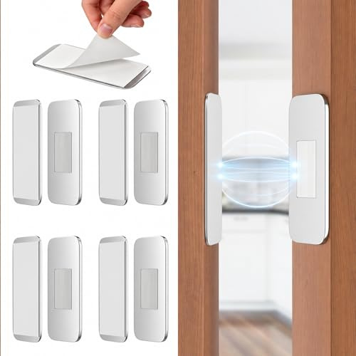4 Pack Magnetic Door Catch,Ultra-Thin Cabinet Door Magnets,Invisible Adhesive Magnetic Cabinet Doors Catches,for Kitchen Closet Drawer Wardrobe Cupboard Internal Doors