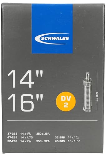 Schwalbe Fahrradschlauch DV2 32/47-288/305 EK 32 mm, Schwarz, 14 x 1 1/4-1 3/8 32/44-288/305 DV32 mm