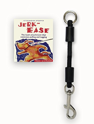 JERK-EASE Patentierte Bungee-Hundeleinen-Befestigung mit Stoßdämpfer, Größe M (bis zu 27,2 kg), Schwarz