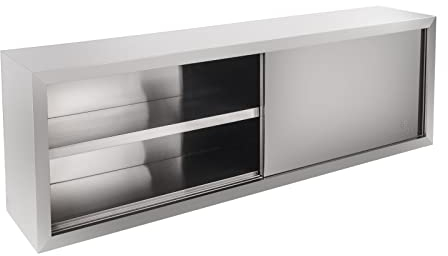 Royal Catering - Edelstahl Wandhängeschrank - 160 x 40 cm (LxB) - mit Zwei Schiebetüren - inkl. Befestigungsmaterial