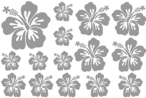 Samunshi® Hibiskus Aufkleber Creativ-Set Hibiskusblüten 30x20cm grau