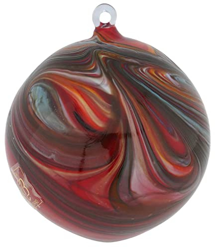 Murano Glas Chalcedon Christbaumkugel - Red Swirl