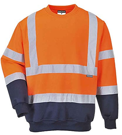 Portwest B306 Felpa Bicolore Hi-Vis, Arancione/Navy, XXXL