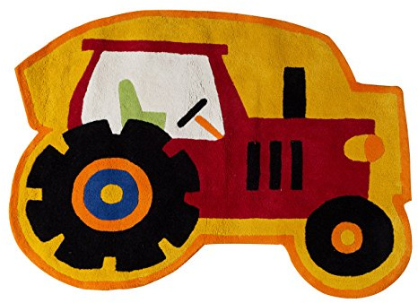 Premier Housewares Kinder Traktor Teppich, Baumwolle, Rot