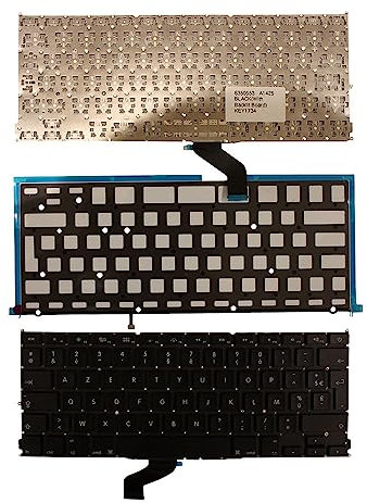 Keyboards4Laptops Francés Retroiluminada Negro Teclado de Repuesto para Ordenador portátil Compatible con Apple MacBook Pro 13 Inch Retina Late 2012