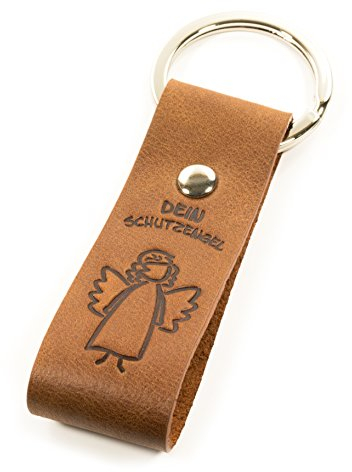 Luminick Schlüsselanhänger Schutzengel, weiches Leder, Glücksbringer für das Schlüsselband, edles Geschenk, Maskottchen, Geschenkbox, für Motorrad, Auto & Reisen
