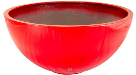 Primrose Garden Outdoor Fibreglass High Gloss Red Low Bowl Planter 72cm (28.3in)