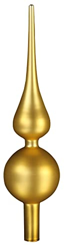 com-four® Christbaumspitze in goldfarben matt, Weihnachtsbaumspitze aus echtem Glas für Weihnachten, Tannenbaumspitze für Ihren Christbaum, 28 cm
