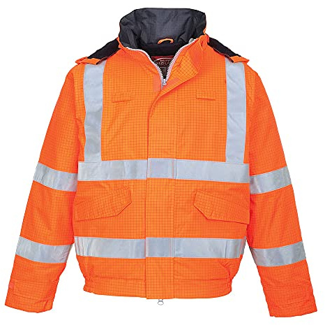Portwest S773 Bizflame Arbeitsjacke Winter Gerippte Strickbündchen Langarm | Orange, XS, EN ISO 20471 Klasse 3, EN 1149-5, EN 13034, Polyester, Verschweißte Nähte, 4 Taschen, Stehkragen, Handytasche