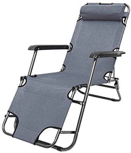 AMANKA Campingstuhl 153x60cm Liegestuhl Sonnenliege Strandliege Campingliege Klappliege Liege Grau
