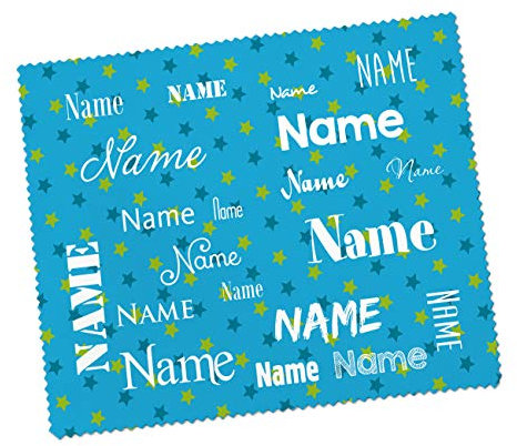 Striefchen® Brillenputztuch für Kinder mit Wunschnamen - schöne kindliche Motive Blau