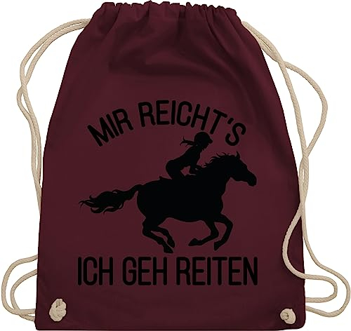 Turnbeutel Rucksack - Pferde - Taschen - Mir reichts ich geh reiten - Unisize - Bordeauxrot - geschenk mit pferden turnen tasche mädchen reitzubehör sportrucksack kinder pferd zubehör rucksäcke