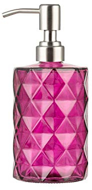 YGMXZL Glass Soap Dispenser,Reusable Empty Wash Soap Bottle with Stainless steel Pump,Hand Liquid,Shampoo Lotion,Dish Detergent Glass Bottle for Bathroom and Kitchen 340ML (Style 1 Purple)