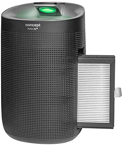 Concept Perfect Air OV1210 - Deshumidificador y purificador de aire 2 en 1 (750 ml/día, para habitaciones de hasta 25 m2, filtro de 3 niveles, filtro de carbón Hepa 13, purificador de aire de 1 litro)