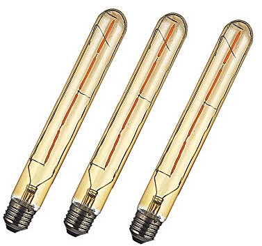 WANGPEI 3 Packs T30 Röhrenförmige LED-Glühbirne, Warmweiß 2700k Nicht Dimmbar 4W Edison Style Rauchglas E27 Glühbirne (40w E27 Schraube Halogenlampe Ersetzen)400LM