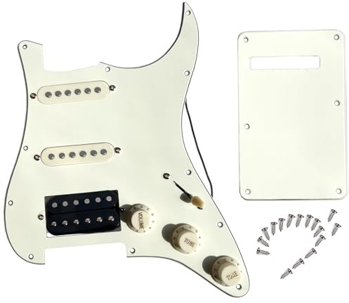 LAMSAM Vorverdrahteter Plektrumschutz für E-Gitarre, SSH-Tonabnehmer, 3-lagiges Schlagbrett mit einspuligem Tonabnehmer, Humbucker, PU, Schlagplatte mit Alnico-V-Welpen, 5-Wege-Schalter und