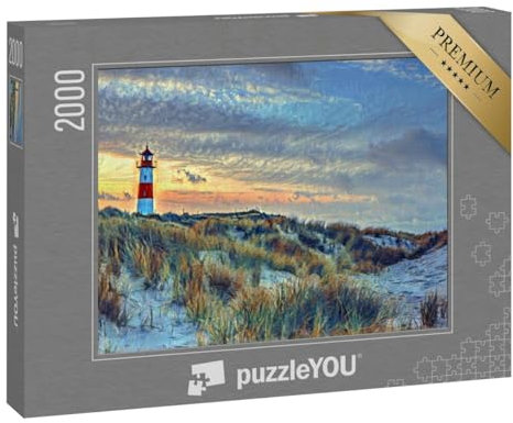 puzzleYOU: Puzzle 2000 Teile „im Stil von Paul-Cezanne - Nordischer Leuchtturm auf Sylt - Puzzle-Kollektion Künstler & Gemälde“
