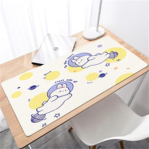 Großes Gaming-Mauspad-Pad900x300x4mm Mit weicher Naturkautschuknaht, geeignet für Spieltischuntersetzer im Büro Pink Bunny