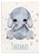 Personalisierte Babydecke mit Wunschtier, Name, Geburtsdatum und Motivfarbe (Elefant mit kleinen Herzen)