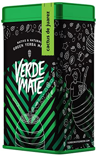 Verde Mate Green Cactus 0,5 kg | Yerbera | Boîte en métal avec distributeur | Fusion de yerba maté et de cactus | Goût delicat du figuier de Barbarie | Caféine naturelle | Thé du Brésil | 500g