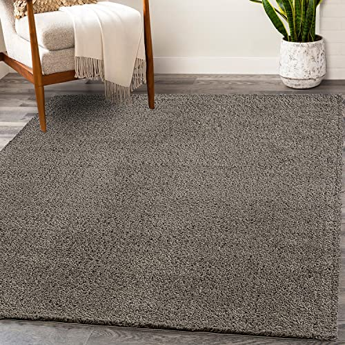 payé Teppich Hochflor Wohnzimmer - Taupe - 120x170cm - Shaggy Einfarbig Soft Weich Schlafzimmer Kinderzimmer Dekoration
